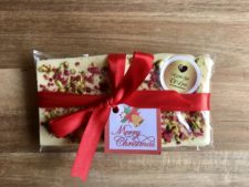Gourmet Chocolate Bar / Raspberry and Pistachio / Woodgrain design / small - Image 3
