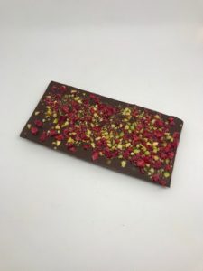 Gourmet Chocolate Bar / Raspberry and Pistachio / Woodgrain design / small - Image 2