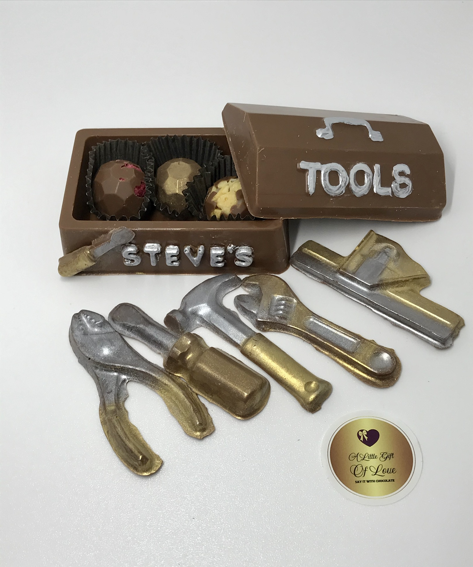 Chocolate Tool Box, with chocolates and Tools A Little Gift of Love
