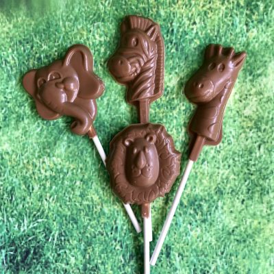 Safari / Jungle Animal Chocolate Lollipops x 4