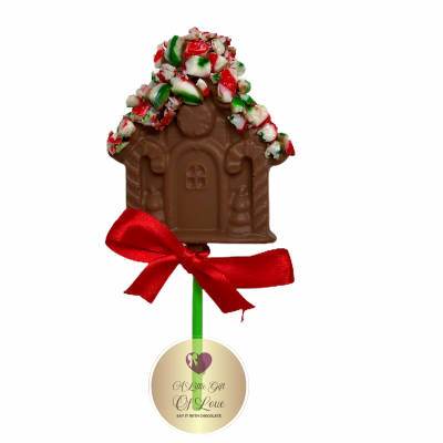 Candy Cane Gingerbread House Lollipop