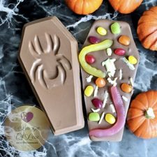 Coffin shaped spooky chocolate bar