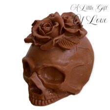 Rose Flower Solid Chocolate Skull - Image 3